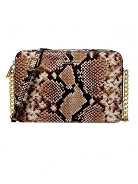 Michael Kors Animal Print Python Brown Black Tan Jetset Crossbody Bag